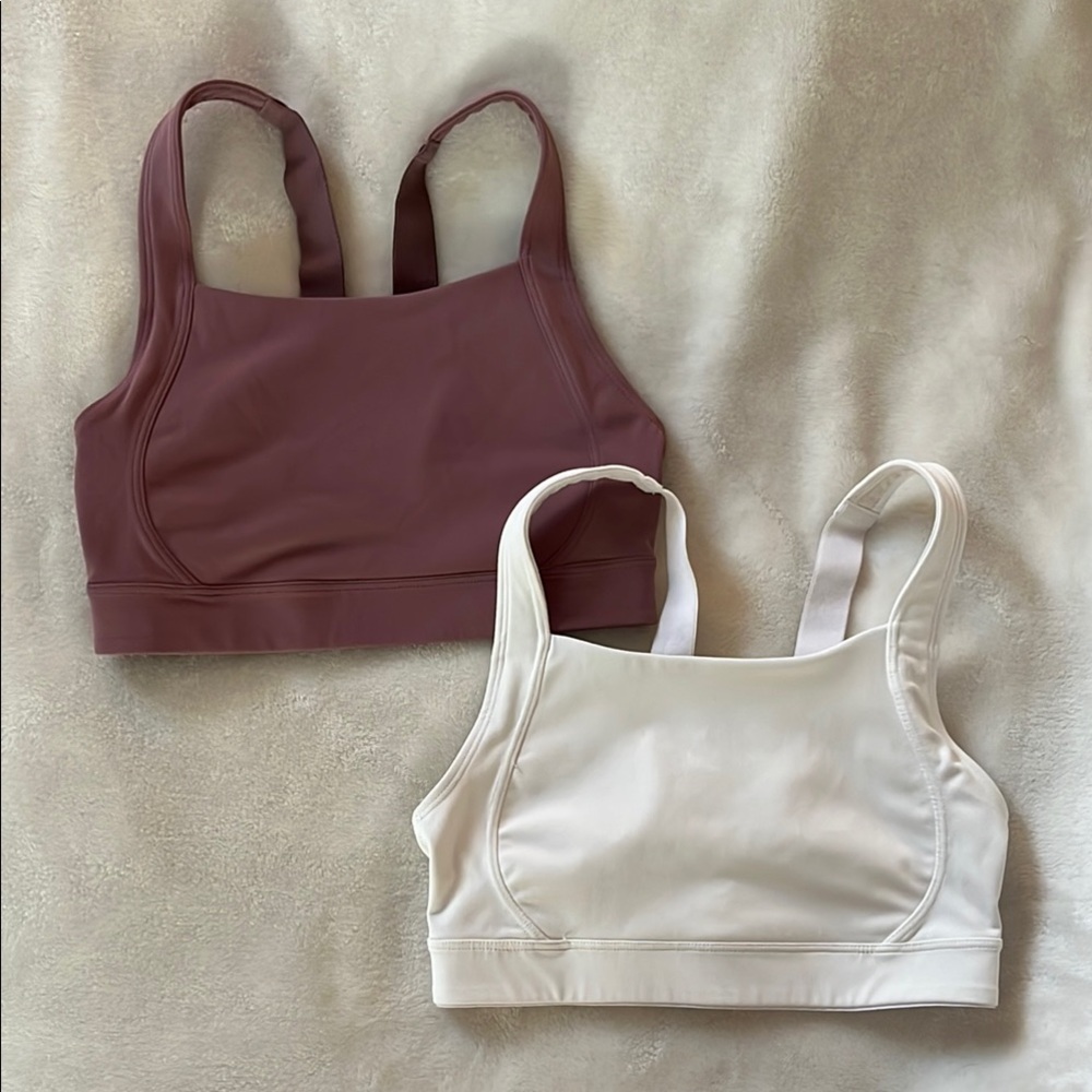 Set of Two Sports Bras - Mauve and White